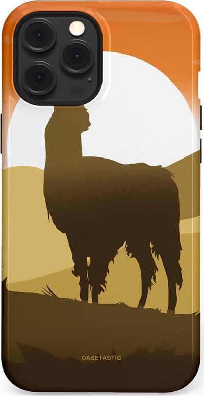 Casetastic Hoesje Geschikt voor Apple iPhone 12 Pro Max Magsafe - Stijlvolle Beschermende Duo-layer Case - Silhouet Alpaca