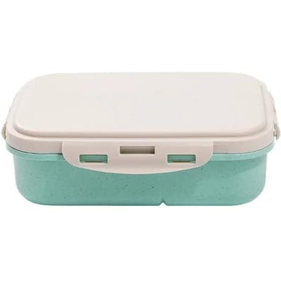 Boîte à déjeuner en paille de blé Micro-ondes Vaisselle Étudiants Adultes Multi-compartiments Boîtes à déjeuner Isolation Garder au frais Boîte de rangement étanche white