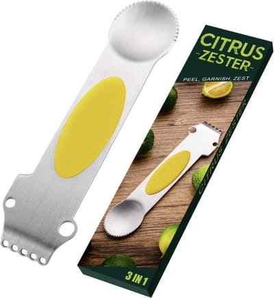 Cintroen Rasp - Zesteur - mini Mandoline - Rvs - Keukengereedschap - 3 in 1 - Keuken Gadget - Citroenrasp