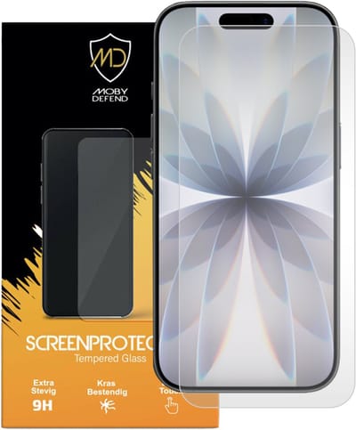 MobyDefend Screenprotector - Geschikt voor iPhone 17 - Case-Friendly Screensaver - Gehard Glas