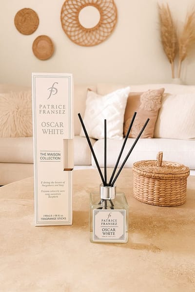 Patrice Fransez Geurstokjes OSCAR WHITE 120ml | Bamboe geurstokjes | Frisse groene luxe interieur geur
