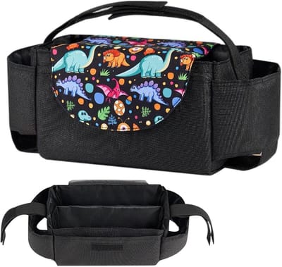 Kinderwagen Organizer - Wandelwagen Tas - Babybenodigdheden Meenemen - Slimme Vakverdeling - 21 x 12 x 12 cm - Zwart