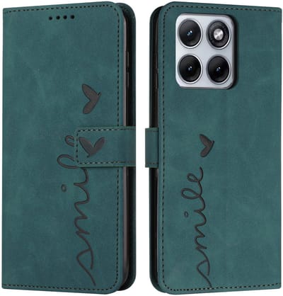 Coverup Hoesje - Geschikt voor Motorola Moto G37 / G37 Power / G47 Hoesje - Coverup Smile Book Case - Groen