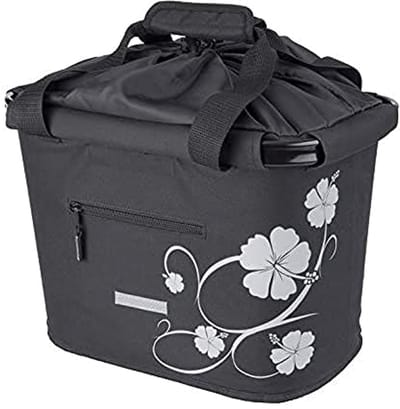 Stuurmand voor fiets, afneembaar met quick-release-houder, 20 liter, zwart/hibiscusbloesem