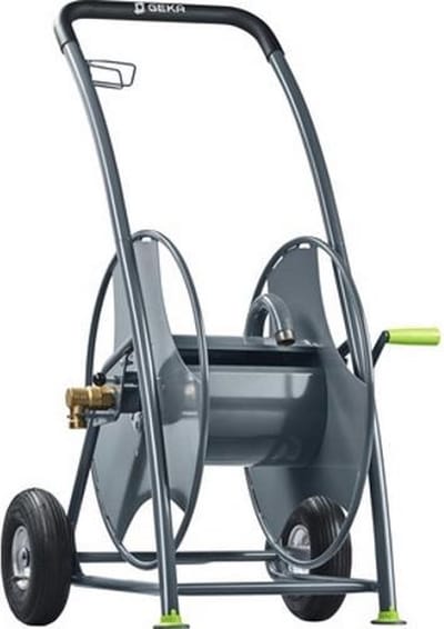 Professionele slangenwagen GEKA slangenhaspel, 1" aansluiting. Poedercoating . 26 kg<br />Luchtbanden. 67 x 112 x 66 cm
