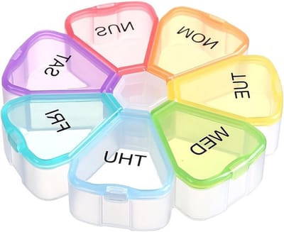 Grote wekelijkse pillendoos voor 7 dagen, schattige medicijndoos met bloemen, handige organizer voor medicijnen en vitamines (11,8 x 2,3 cm)