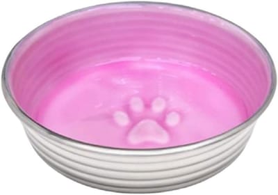 Hondenbak met geglazuurde binnenkant en antislip basis - roze, 1,4 liter, vaatwasmachinebestendig