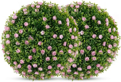 KOMFOTTEU Set van 2 kunstballen, 37 cm, met rozenbloemen, frame van polypropyleen, veilig en betrouwbaar, decoratieve tuinbol met bloemen, voor veranda, huis