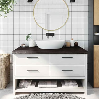vidaXL - Wastafelblad - 100x60x(2-6) - cm - behandeld - massief - hout - donkerbruin