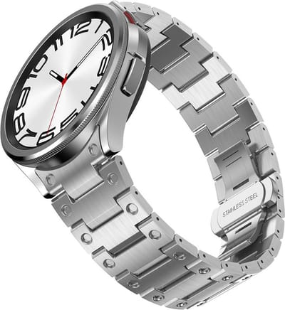 Stalen bandje - RVS - geschikt voor Samsung Galaxy Watch 4 / Watch 4 Classic / Watch 5 / Watch 5 Pro / Watch 6 / Watch 6 Classic / Watch 7 / Watch FE - zilver