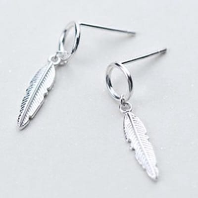 Fler® | Oorbellen met veren | Zilverkleurig | Eenvoudig | Stijlvol | Trendy | Elegant | Gracieus | Boheemse flair | Kerstcadeau | Sinterklaas cadeau