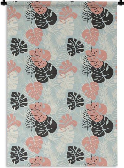 Wandkleed - Wanddoek - Bladeren - Monstera - Pastel - Hawaii - Patronen - 120x180 cm - Wandtapijt
