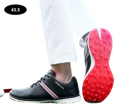 Livano Golfschoenen Heren - Sneakers - Golfkleding - Golfschoenen Antislip - Waterdicht - Golfen - Zwart & Rood 43.5
