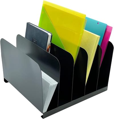 Bureau Organizer - Documenten Sorteerder - Papierwerk Ordenen - 5 Verticale Vakken - 28x30x20 cm - Zwart