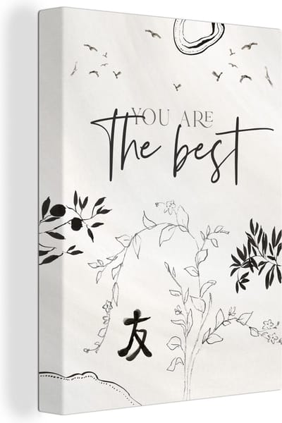 Canvas Schilderij You are the best - BFF - Quotes - Spreuken - Vriendschap - 30x40 cm - Wanddecoratie