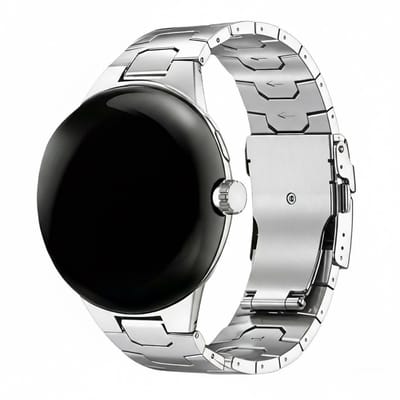 Titanium bandje - RVS - geschikt voor Google Pixel Watch 4 (45mm) / Pixel Watch 3 (45mm) - stalen schakelband met vlindersluiting - zilver