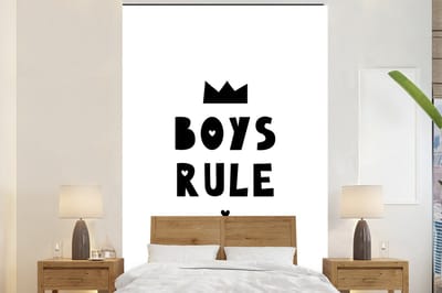 Behang kinderen - Kinderkamer decoratie - Quotes - Boys Rule - Spreuken - Kinderen - Jongens - 200x300 cm - Wanddecoratie Kind