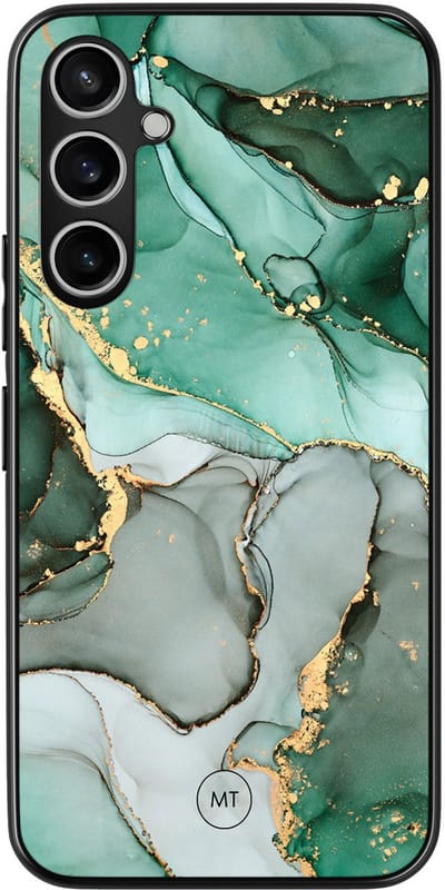 Hoesje geschikt voor Samsung Galaxy S23 FE - Marble Design - TPU Hard Case Backcover - Grijs, Groen - Mooie Telefoonhoesjes