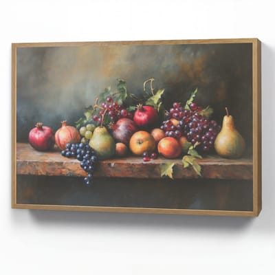 Wandlamp 90x60 cm - Oplaadbaar - Rustiek - Stilleven - Fruit - Wandlampen binnen woonkamer - Slaapkamer lamp - Decoratieve nachtlamp - Vloerlamp draadloos