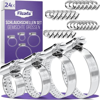 Thijox - 24x RVS Slangklemmen Set 8-50 mm - Verstelbare Roestvrij Staal Slangklemmen voor Waterleiding, Tuinslang en Meer