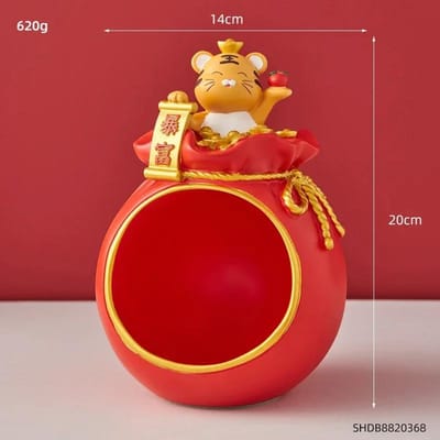 Creatieve Scandinavische Chinese Stijl Gelukbrengende Tijger Opbergdecoratie Huisdecoratie Snoepdoos Bureaudecoratie Tijger Symbool Cadeau red