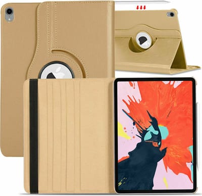 iPad Air 2022 Hoes 360 Graden Draaibare Goud - iPad Air 5 hoes bookcase met standaard - iPad air 5 case 5e generatie hoes - iPad Air 2022 / Air 2020 hoes 10.9 - hoes iPad Air 5 2022 - hoesje iPad Air 4 / 5