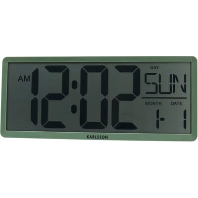 Karlsson Wandklok Retro LCD - Groen - 34.8x2.7x14.8cm - Wandklok Scandinavisch