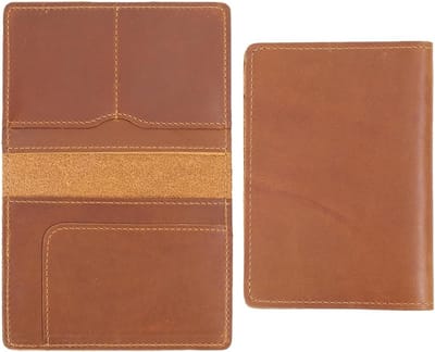 Leren Paspoort Houder met RFID Bescherming, Dun Ontwerp met Kaartslots en Document Organizer, 14.2 x 10.5 cm