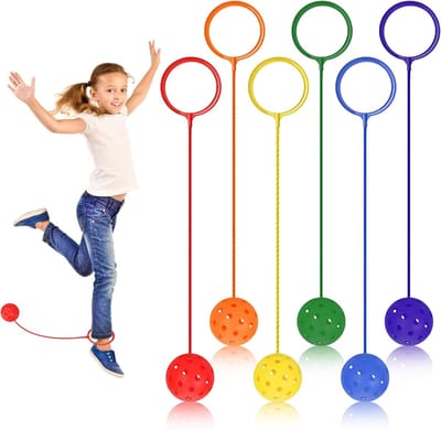 Springbal Set - Enkel Touw Bal - Buiten Spelen - 6 Delige Set - 55 x 12 x 7 cm