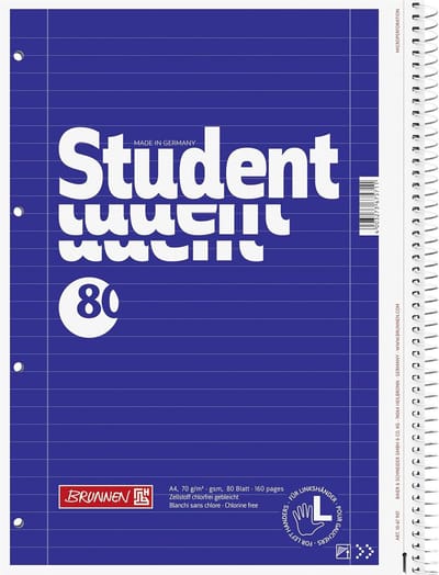 Set van 5 Collegeblokken A4 Gelinieerd – Ideaal voor Linkshandigen – 70 Vel