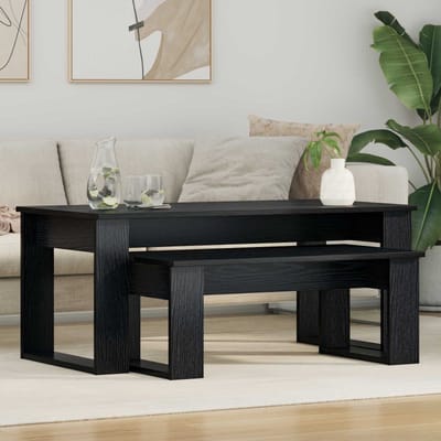 vidaXL - Koffietafel - Set - 2 - st - Zwart - Eiken - 100 - x - 50 - x - 42 - cm - Bewerkt - hout