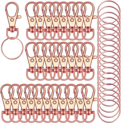 120x Draaibare Karabijnhaak & Sleutelringen Roségoud - Haken voor Sieraden en Knutselprojecten