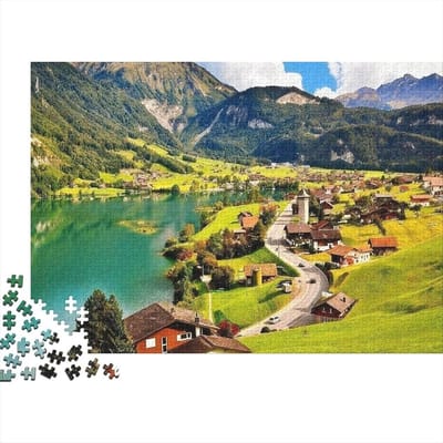 Puzzel 1000 stukjes - Landschap Puzzel - Ontspannend Spel - Recyclebaar Materiaal - 38 x 26 cm - Natuurkleuren