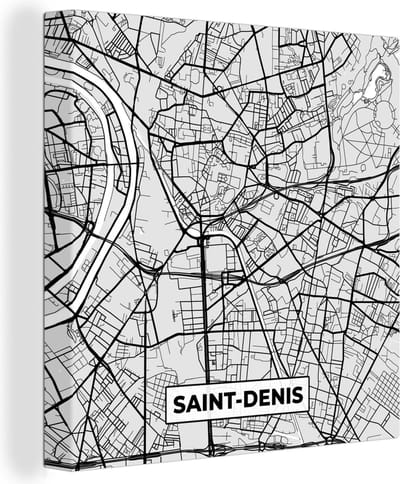 Canvas Schilderij Kaart - Stadskaart - Frankrijk - Saint-Denis - Plattegrond - 20x20 cm - Wanddecoratie