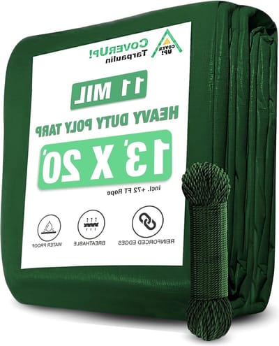 Textiel afdekzeil 4 x 6 m incl. 22 m touw - afdekzeil met oogjes beschermzeil scheurvast waterdicht 120 g/m2 - groen
