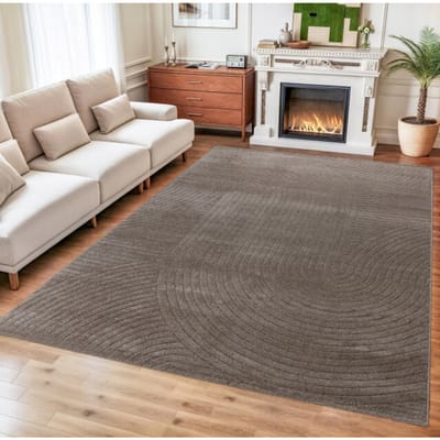 Vivant Japandi Art - Vloerkleed Laagpolig Effen - Taupe- 80x150 CM