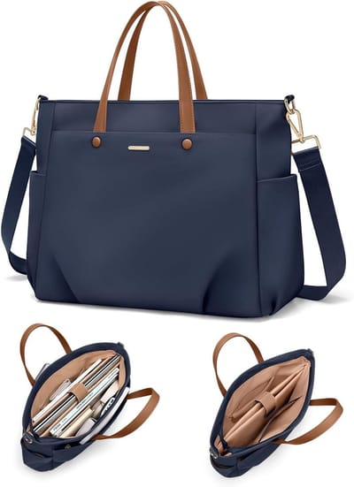 Laptoptas Dames - Handtas Notebook - Werk en Reizen - Waterafstotend Nylon - 38 x 12 x 30 cm - Zwart