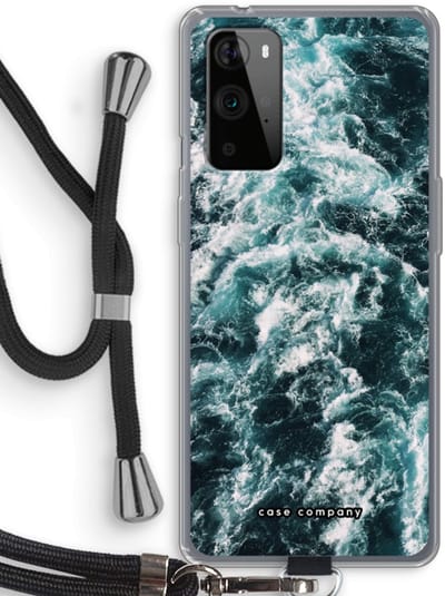 Case Company® - Hoesje met koord geschikt voor OnePlus 9 Pro hoesje met Koord - Zee golf - Telefoonhoesje met Zwart Koord - Bescherming aan alle Kanten en Over de Schermrand