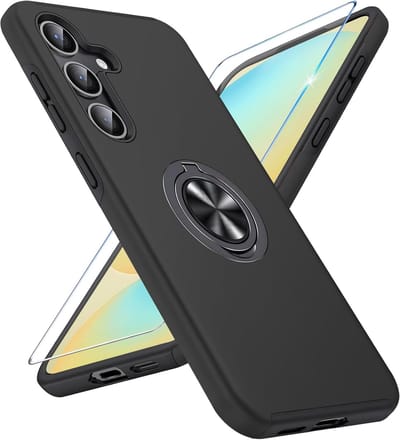 Backcover Shockproof Inclusief Screenprotector Gehard Glas - Hoesje Geschikt voor: Samsung Galaxy S25 Plus - Zwart