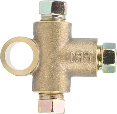 3-way T-vormige remt-stuk met 3 mannelijke moeren, korte aansluiting M10, geschikt voor 3/16 inch buis en 10 mm toepassingen