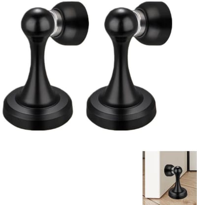 2 stuks - Magnetische deurstopper - roestvrijstalen magnetische deurstopper houder - wand- en vloermontage - met verborgen schroefgat - zwarte - 80×40mm