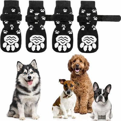 Aventrix Hondensokken Antislip – Maat S – Honden Sokken tegen Uitglijden en Likkende Poten – Klittenband – Pootbescherming Binnen & Buiten – Set van 4