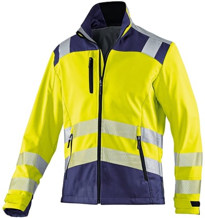 KUBLER PSA REFLECTIQ 15078427 Hi Vis Reflecterend Softshell Werkjas HEREN Veiligheidsjas Fluogeel Donkerblauw - Winddicht