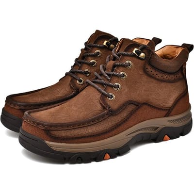 Printemps et Été Première Couche Cuir de Vache Mode Décontracté Grande Taille Chaussures en Cuir pour Homme Semelle Épaisse Résistantes à l'Usure Chaussures de Randonnée 44