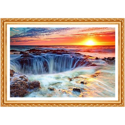5D Diamant Schilderij Volledige Prachtige Zonsopgang Zee Amerika Diamant Borduren Nieuwe Schilderachtige Volledige Waterval 20X30CM orange