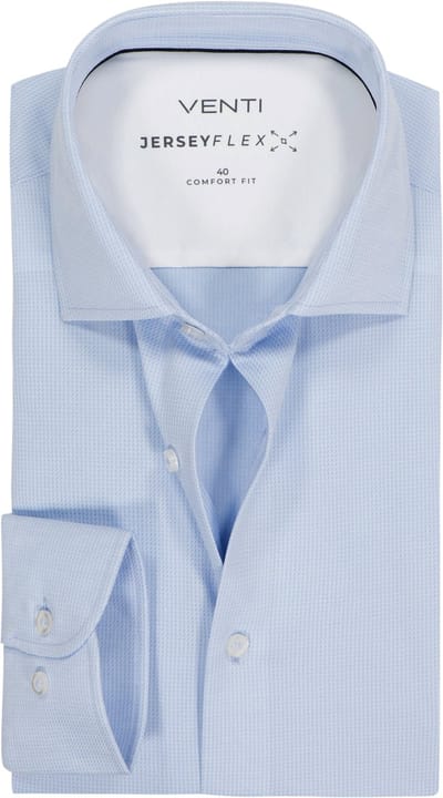 VENTI CASA MODA comfort fit overhemd - jersey - lichtblauw - Strijkvriendelijk - Boordmaat: 40 (EU maat: M)