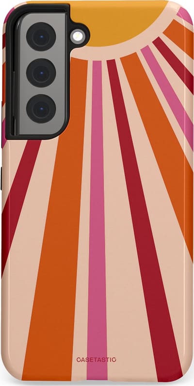 Casetastic Hoesje Geschikt voor Samsung S22 - Stijlvolle Beschermende Duo-layer Case - Retro straal