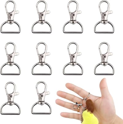 Rotatable Sleutelhangers met D-Ring Carabiner - 10 Stuks voor DIY Sieraden, Macrame en Sleutelhanger Projecten (Binnenbreedte 20mm)