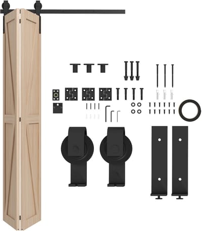 Killogood Opklapbare deurrailset van 122 cm - stalen schuifdeurrailset - geschikt voor twee deuren.
