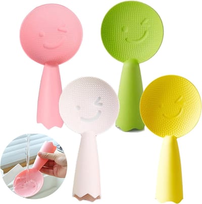 Plastic rijstlepel - 4 stuks - antiaanbak hittebestendige - staande rijst serveerlepel - rijst aardappel serveer - schattige kooklepels